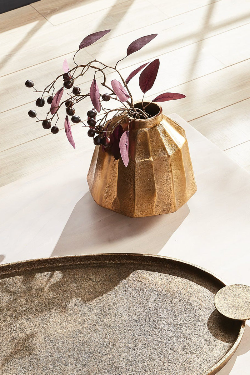 Napa Emery Vase 8"x 8"x 8.75" Metal Finish