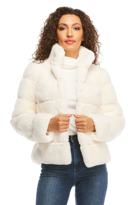 JACKET POSH IVORY FAUX FUR XS