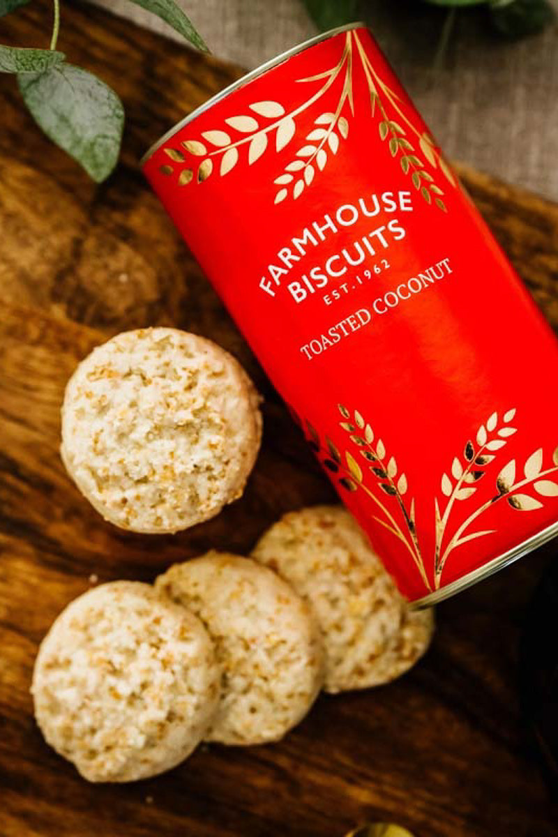 Farmhouse Biscuits Red & Gold Toasted Coconut Tube