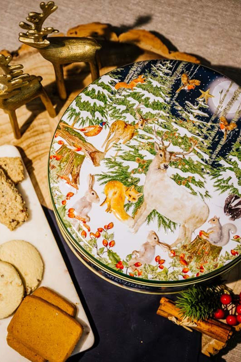 Farmhouse Biscuits Woodland Animals Round Tin