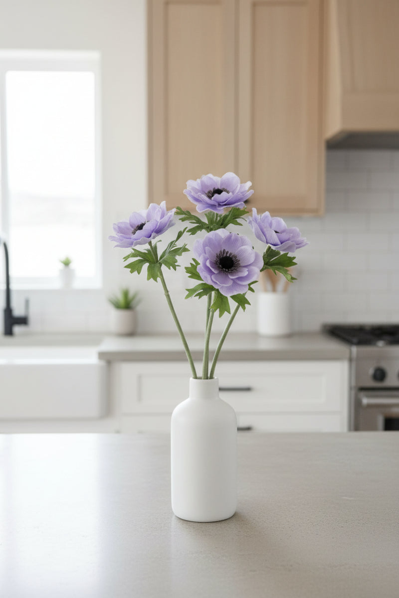 Faux Anemone Spray 16.5" Heather