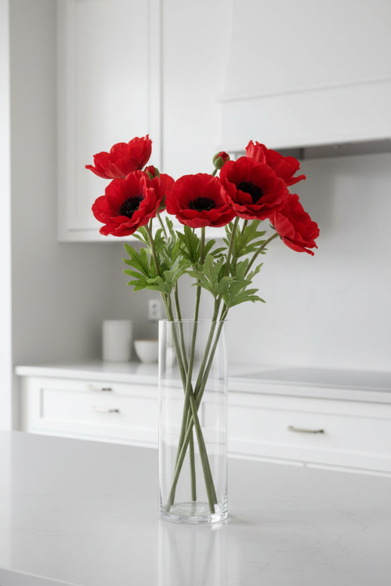 Faux Anemone Spray 20" Red