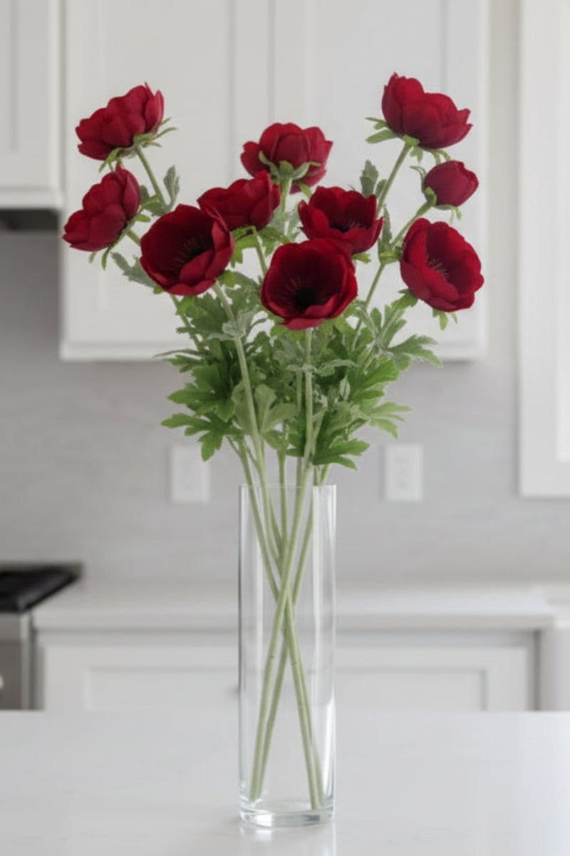 Faux Anemone Spray 24" Red
