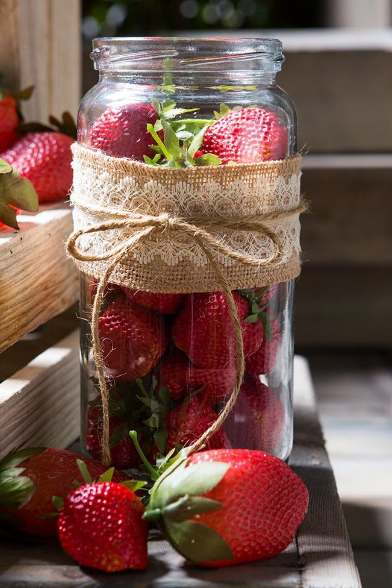 Faux Bagged Strawberries 5"