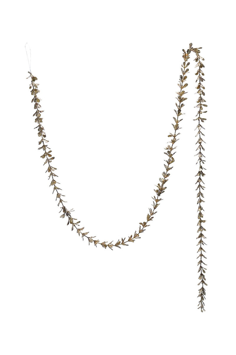 Faux Boxwood Garland with Glitter 72" Champagne