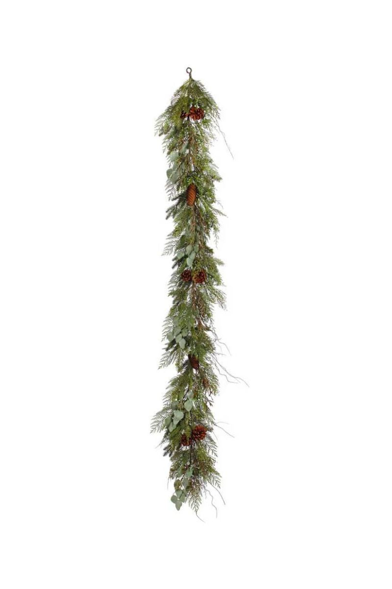 Faux Cedar & Pine Mix Garland 72" Green