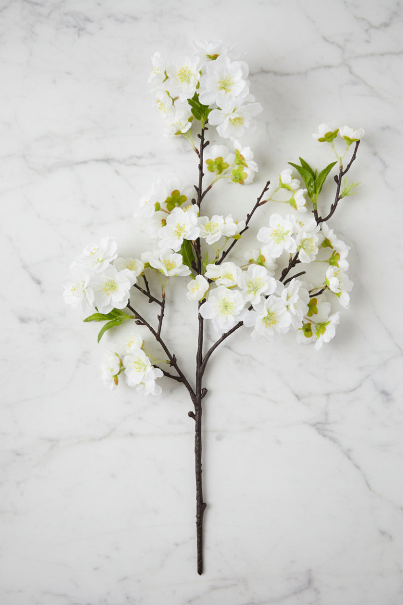 Faux Cherry Blossom Spray18" White
