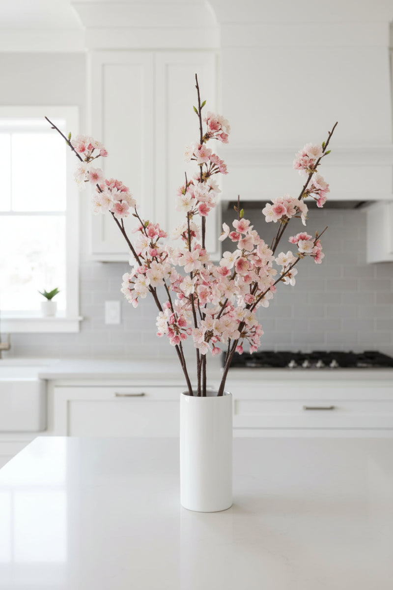 Faux Cherry Blossom Spray 42" Pink and Cream