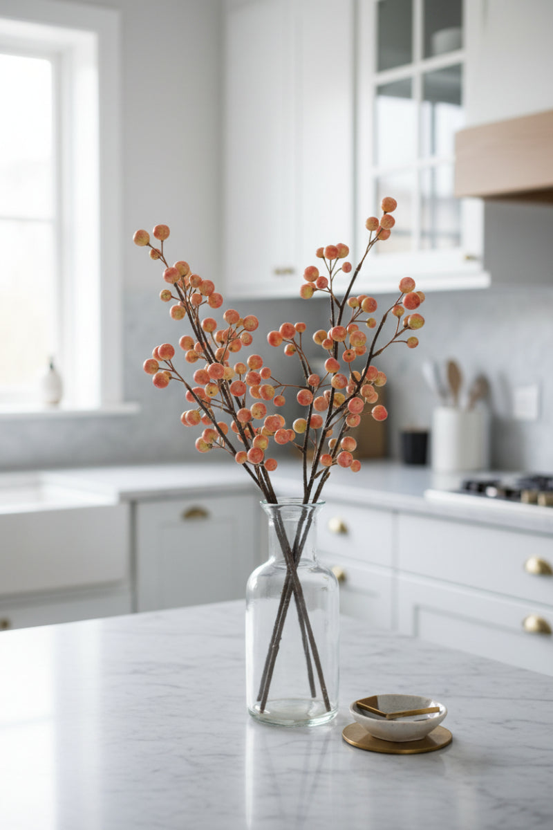 Faux Crabapple Spray 30.5": Orange