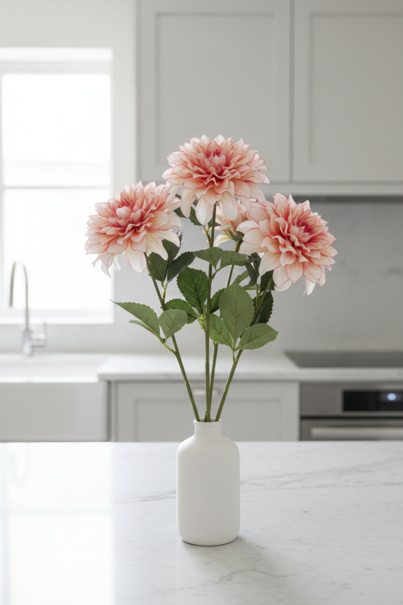 Faux Dahlia Spray 27" Cream Rubrum