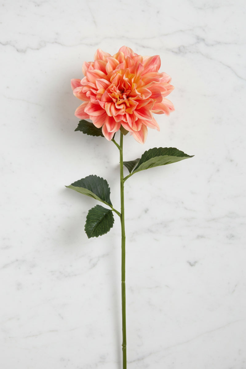 Faux Dahlia Spray 27" Two Tone Coral