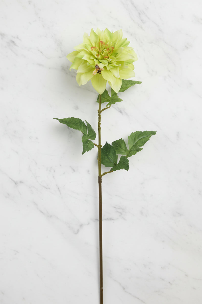 Faux Dahlia Spray With Bee 25" Green