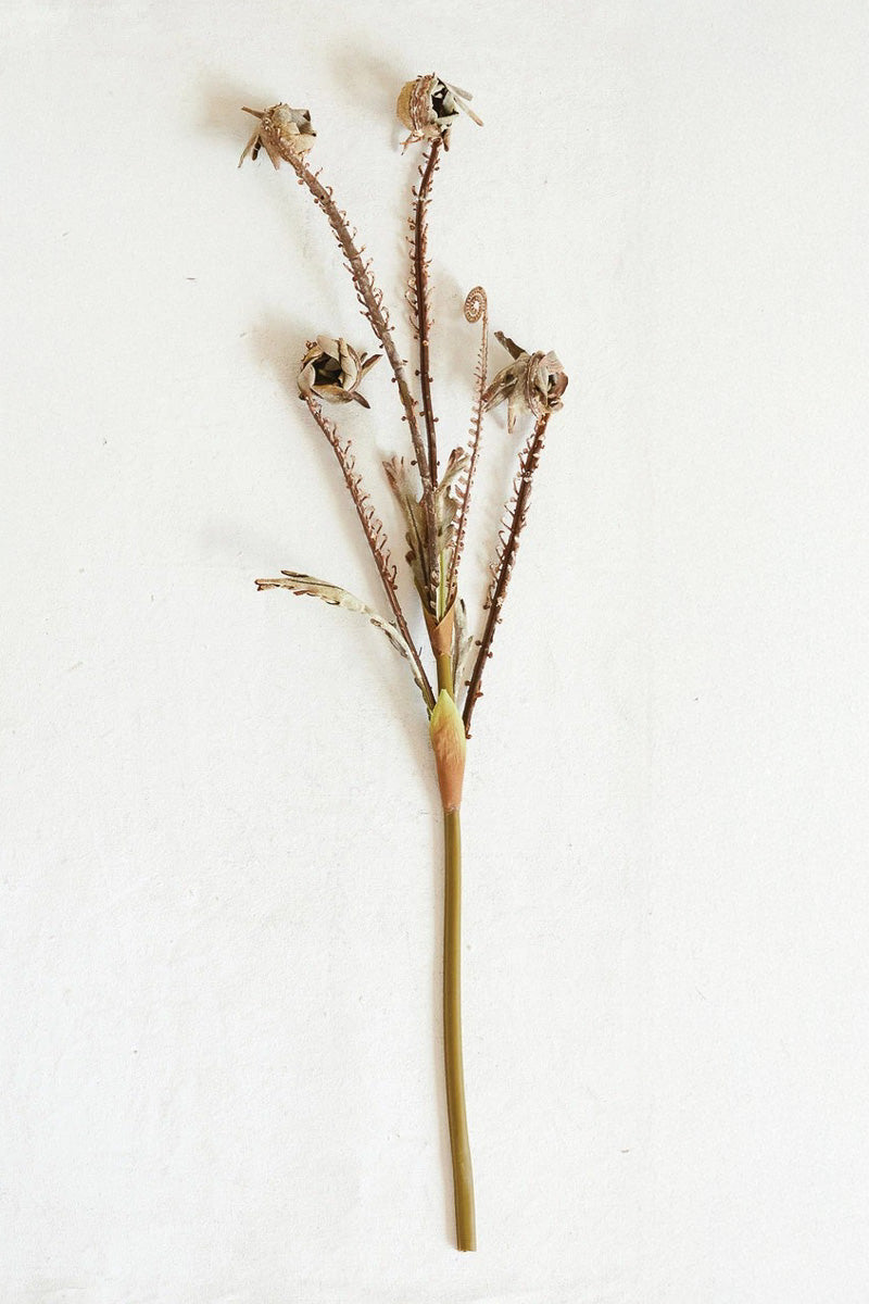 Faux Fern Frond Stem 27" Brown