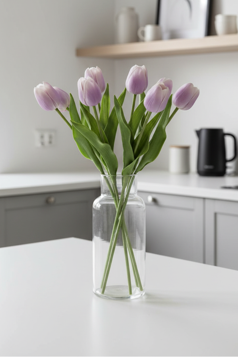 Faux Real Touch Mini Tulip Stem 10.5" Light Purple