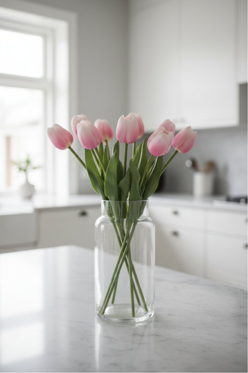 Faux Real Touch Tulip Stem 18.5" Light Pink