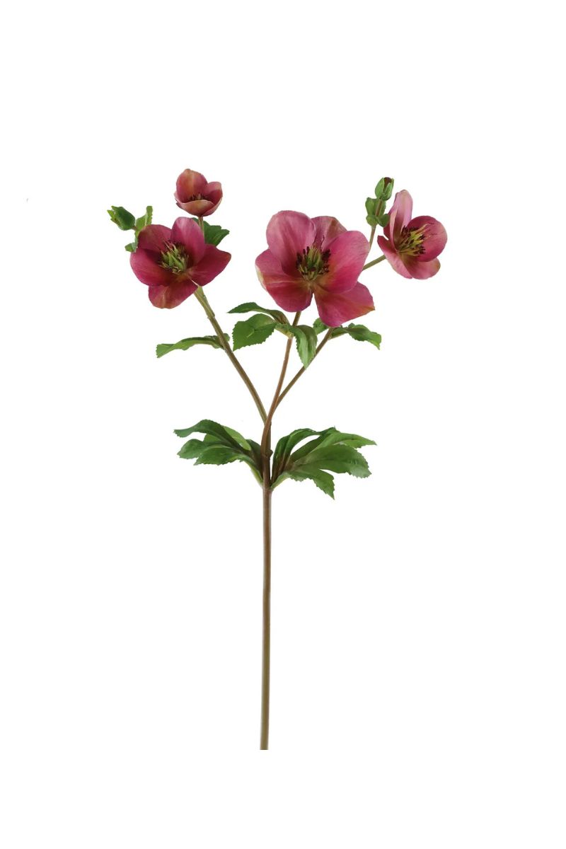 Faux Hellebore Stem 25" Mauve Burgundy