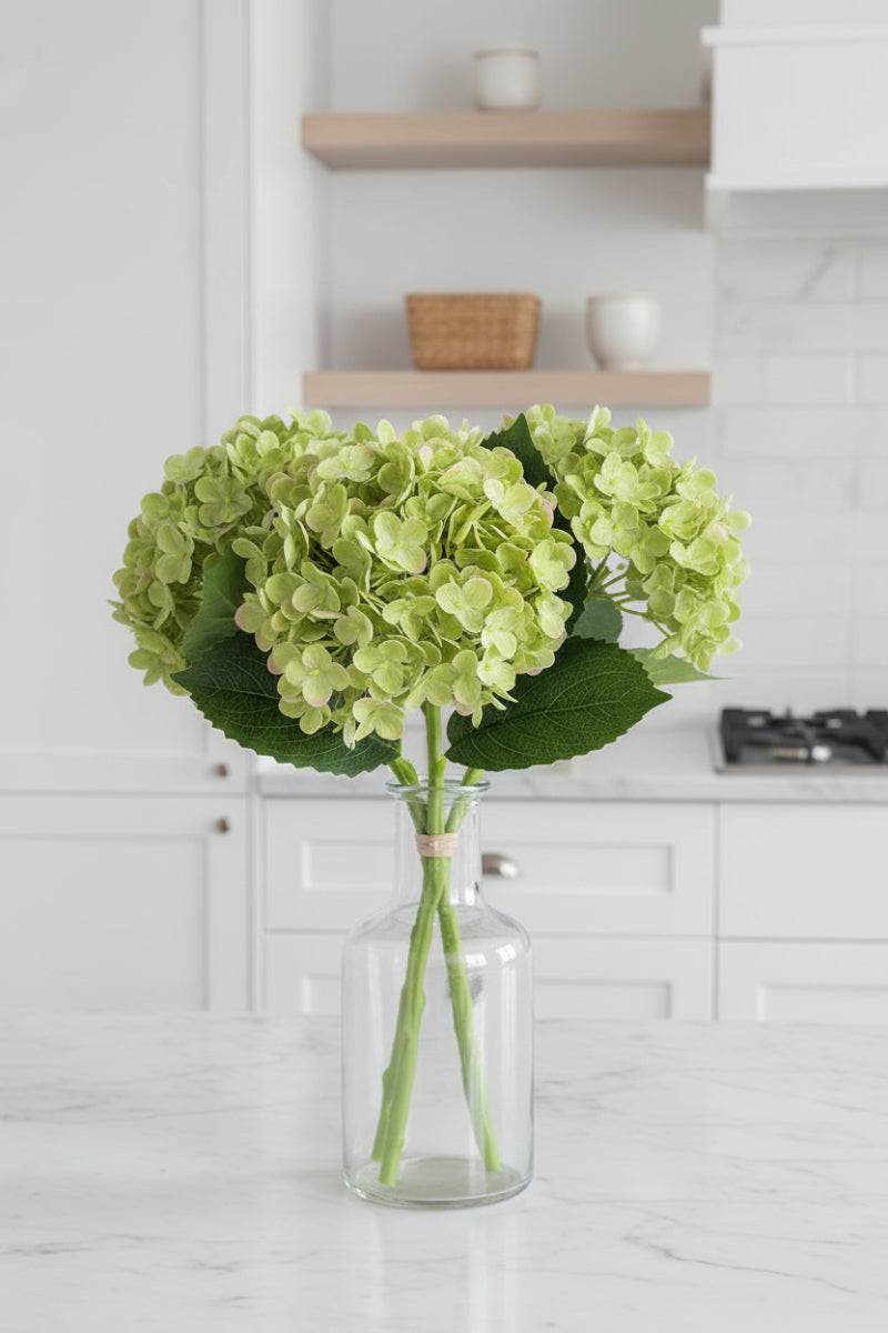 Faux Hydrangea Bouquet 13" Green