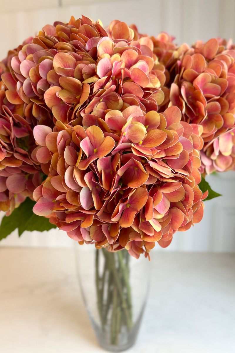 Faux Hydrangea Stem 27.6" Coral
