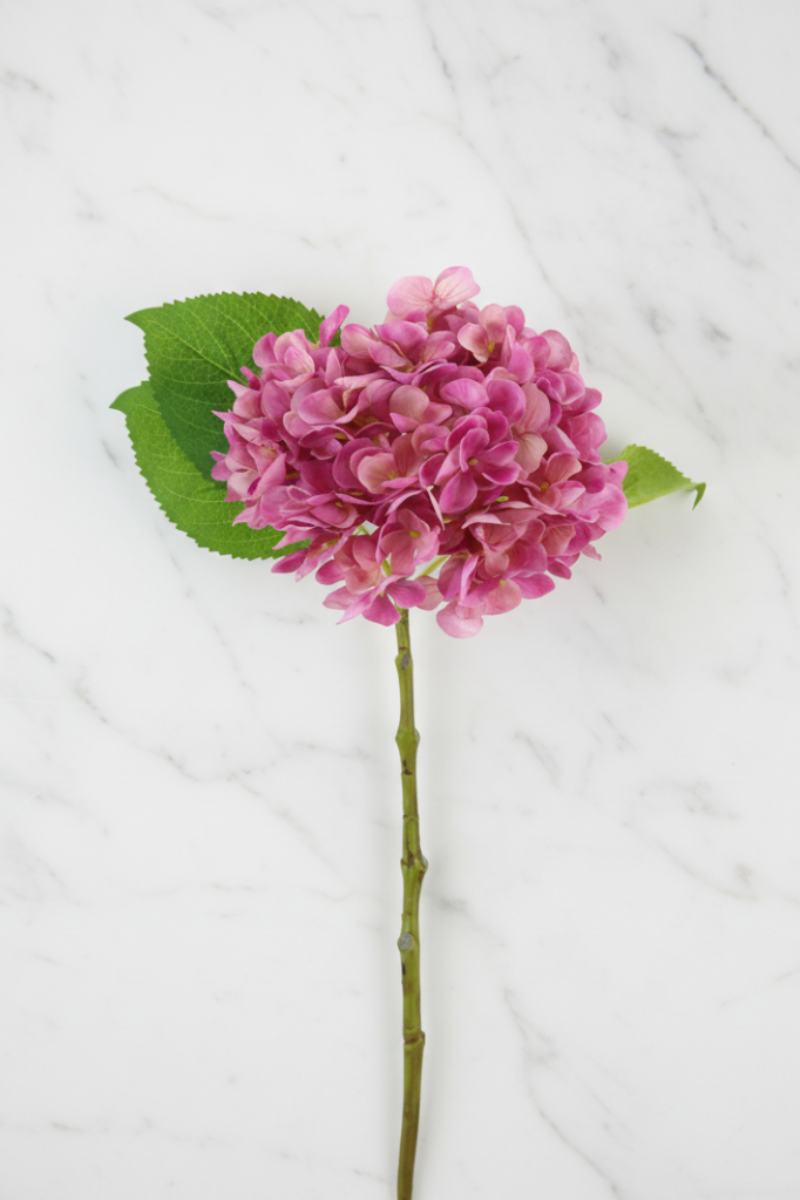 Faux Hydrangea Stem 18.5" Pink
