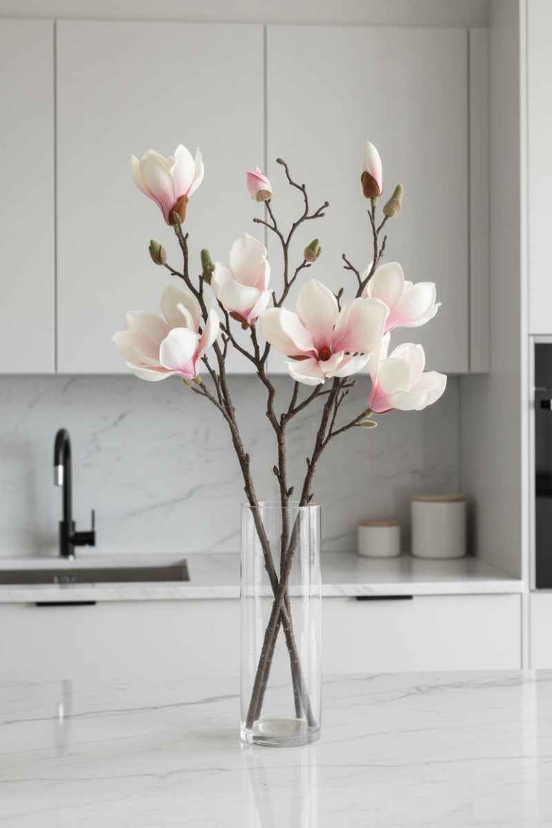 Faux Magnolia Spray 19" Pink Blush