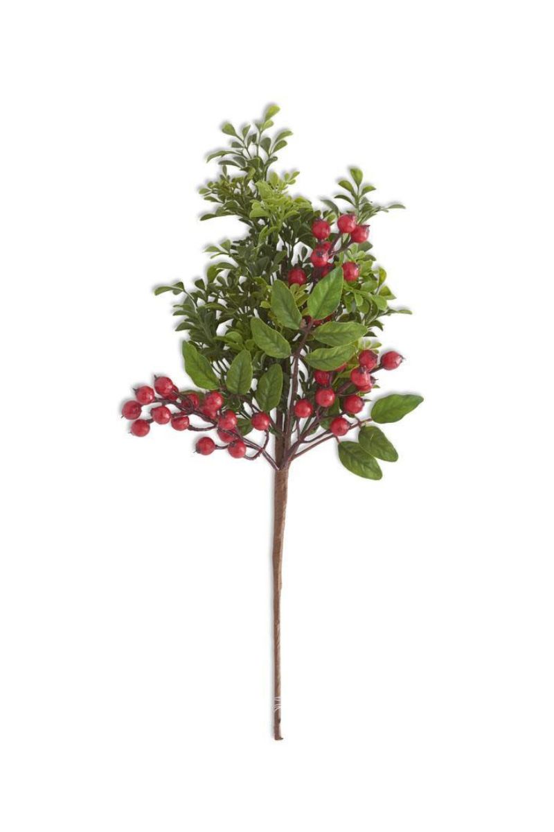 Faux Mixed Boxwood and Berry Stem 20"