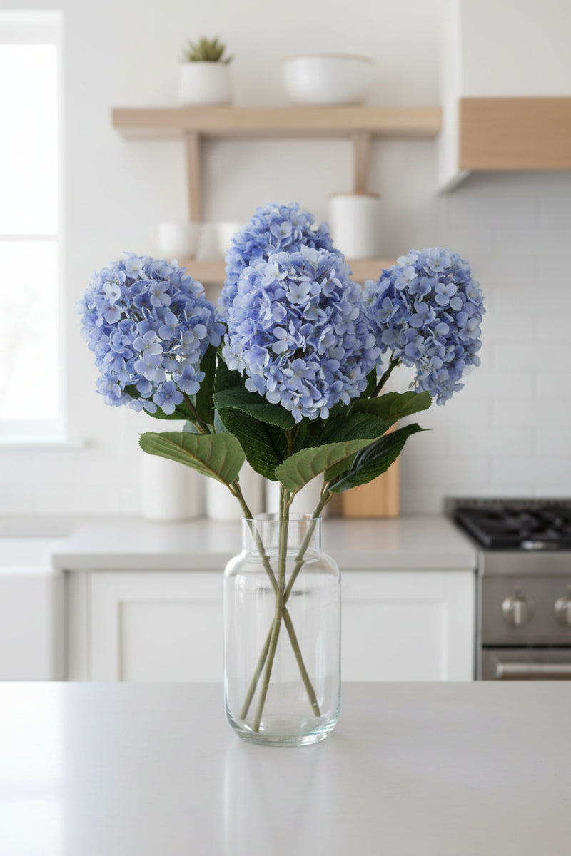 Faux Oakleaf Hydrangea Spray 32.5" Two Tone Blue