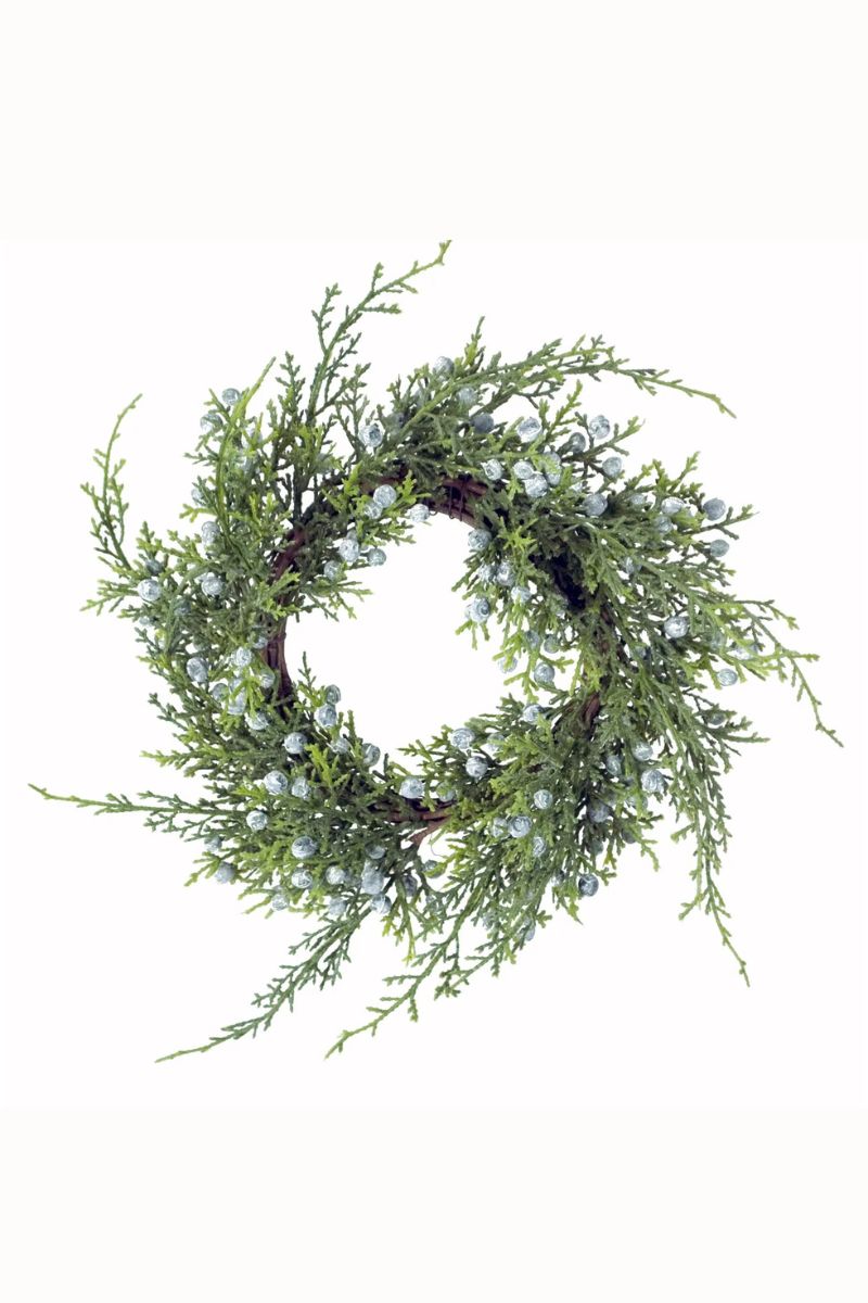 Faux Oregon Juniper Candle Ring 3" Grey & Green