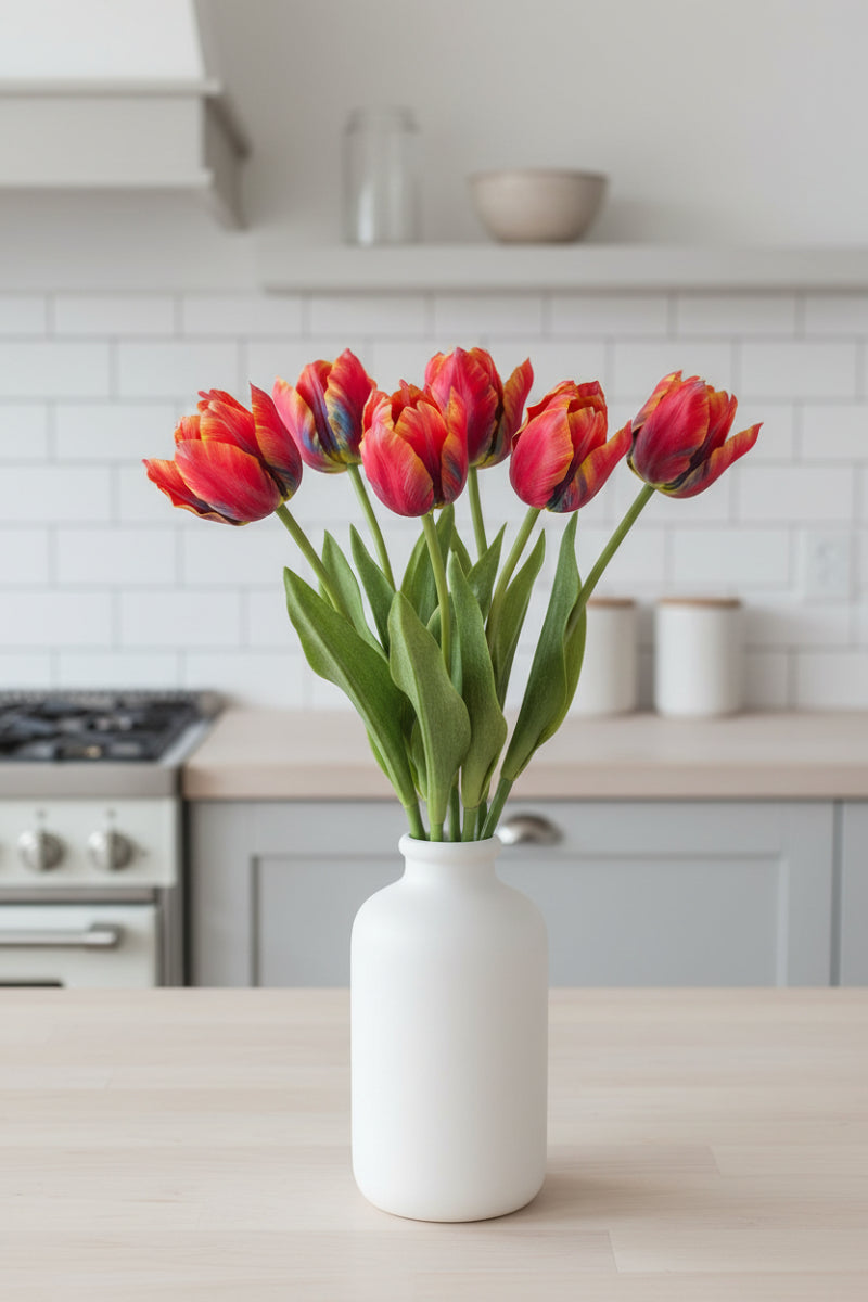 Faux Parrot Tulip Spray 25" Beauty Blue