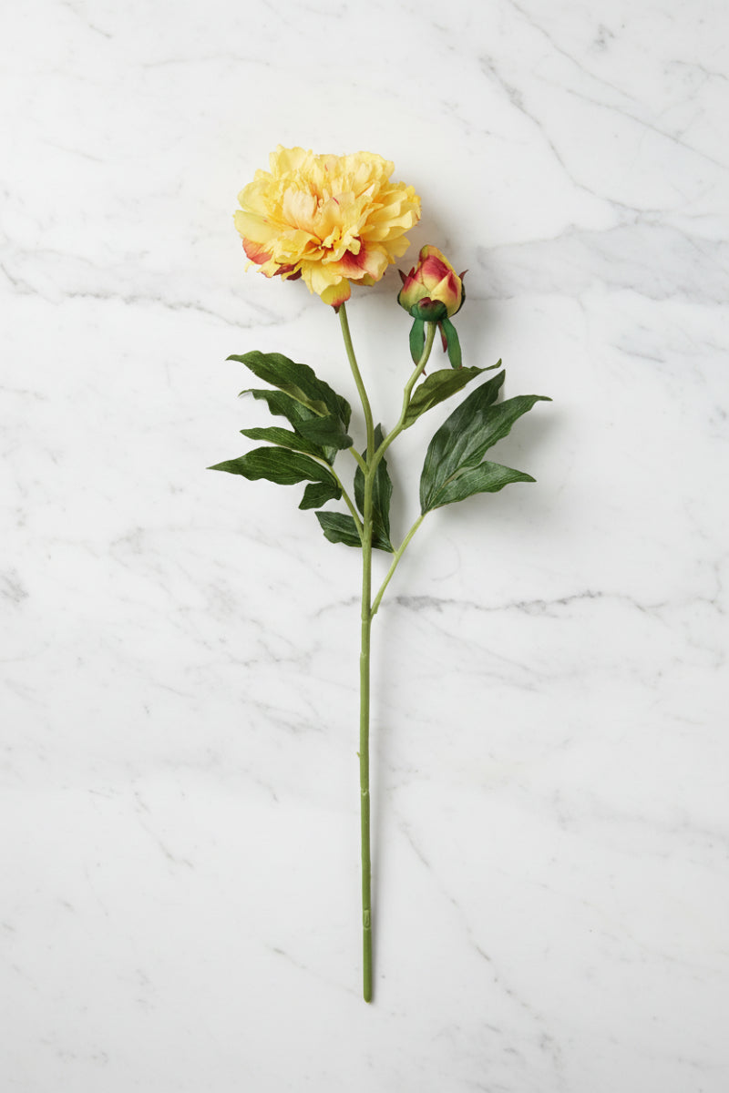 Faux Peony Spray 28" Yellow
