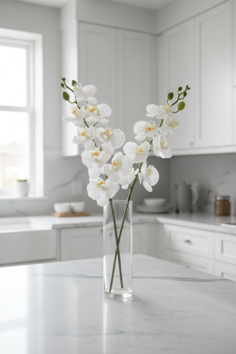 Faux Phalaenopsis Spray 26" White