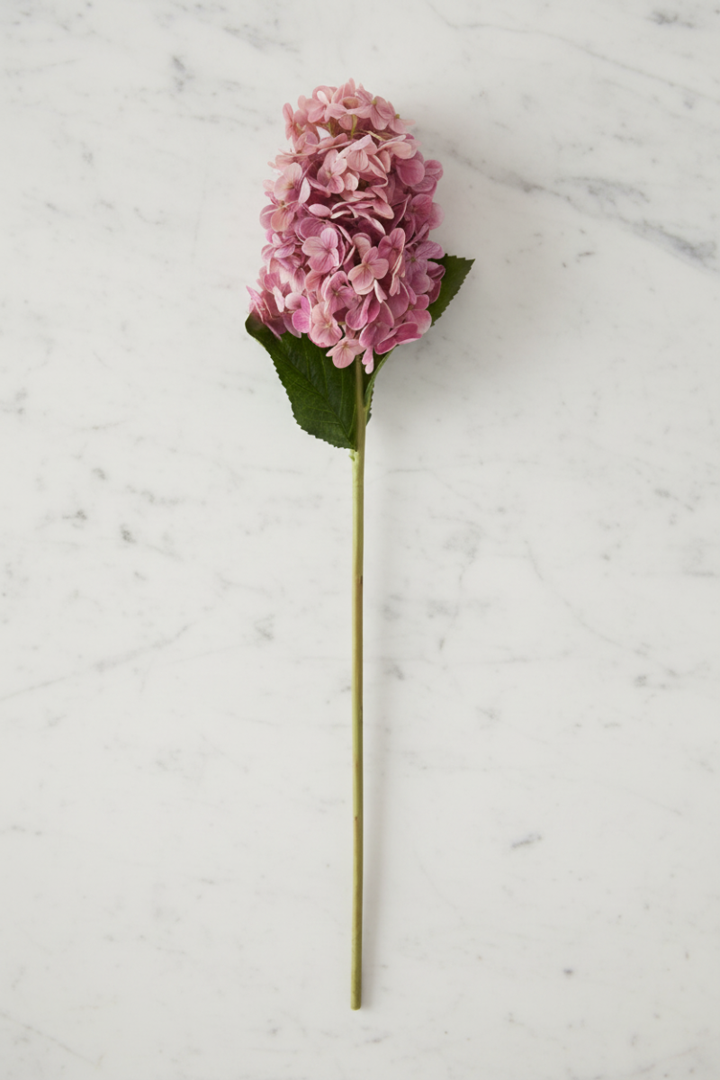 Faux  Real Touch Cone Hydrangea Stem 28" Dark Pink