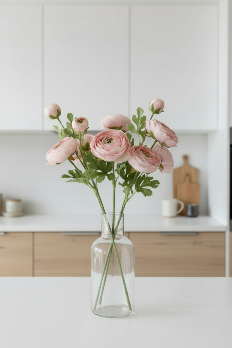 Faux Real Touch Ranunculus Spray 21" Pink