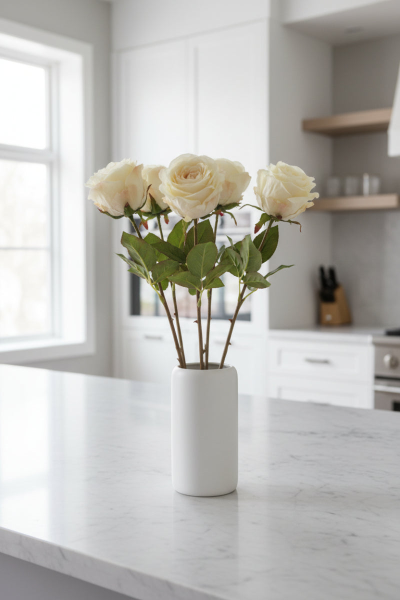Faux Rose Dutchess Bud Stem 21.5" Beige