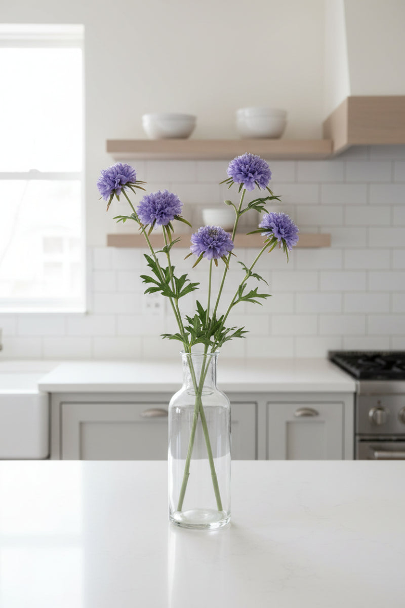Faux Scabiosa Spray 28.25"Lavender