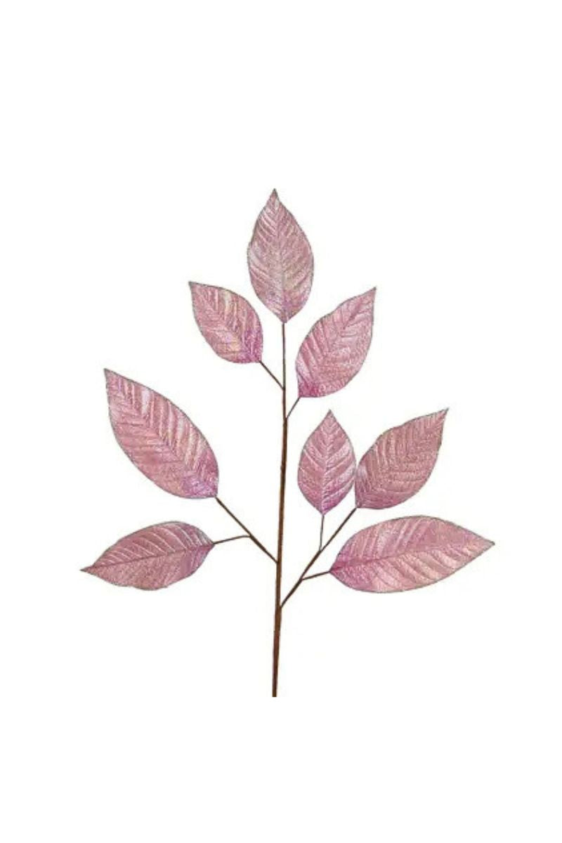 Faux Spray With Leaves 30" Pink