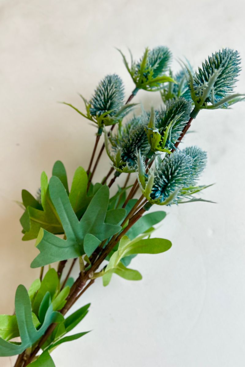 Faux Thistle Spray 19" Blue
