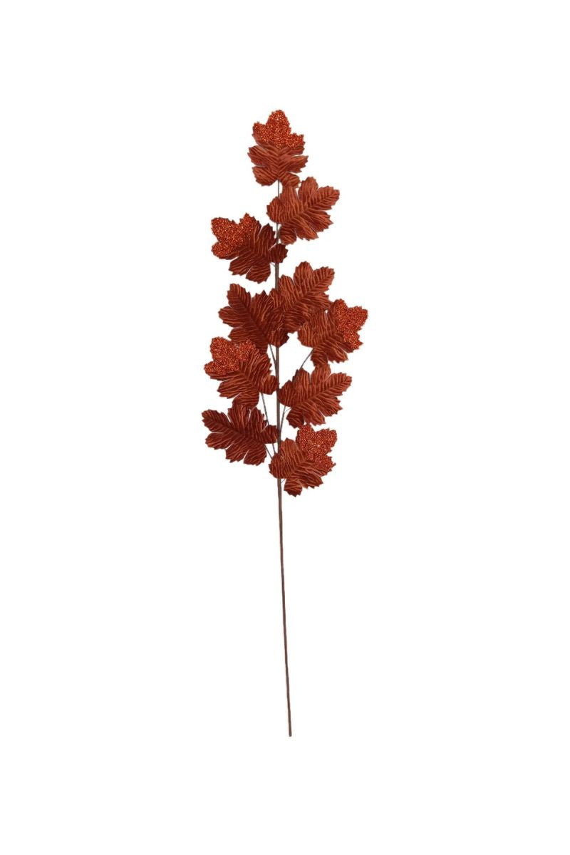 Faux Velvet Ananthus Leaf Spray 48" Bronze