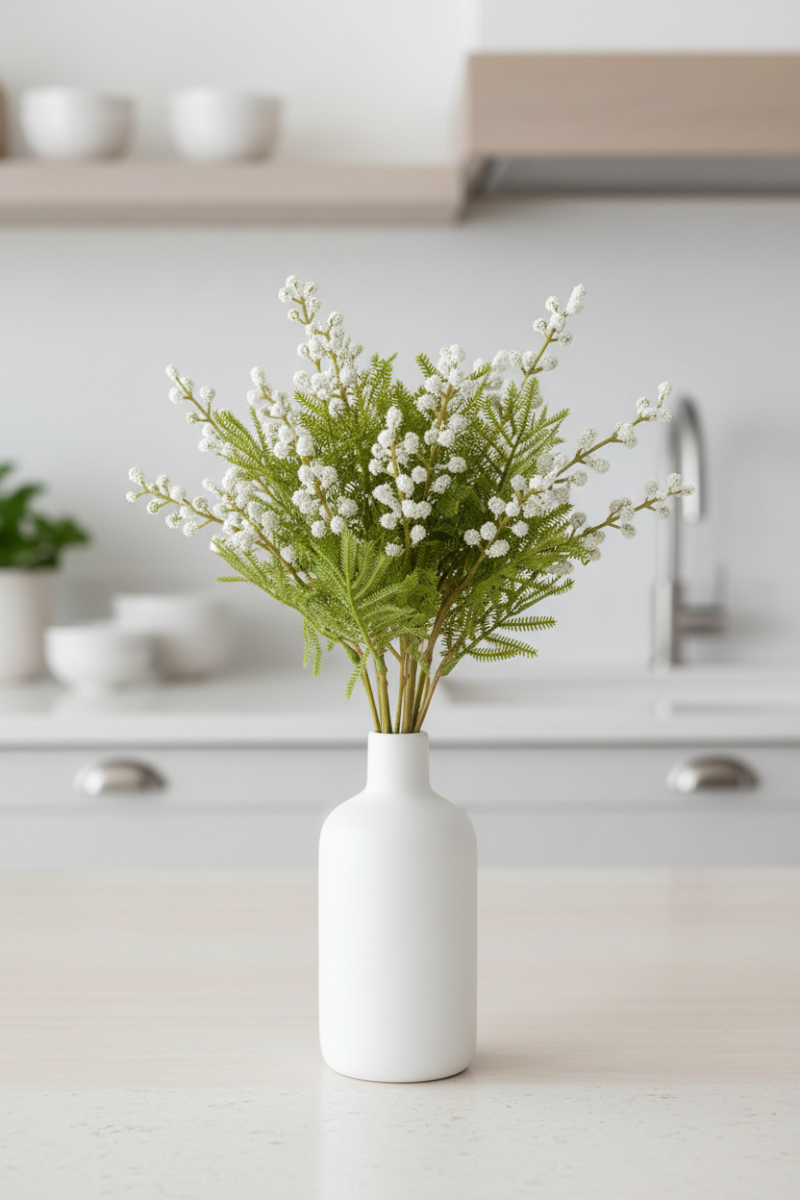 Faux Berry with Foliage Bundle 15" White