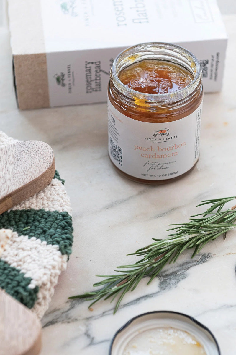 Finch + Fennel Peach Bourbon Cardamom Fruit Preserves for Cheese 10 oz