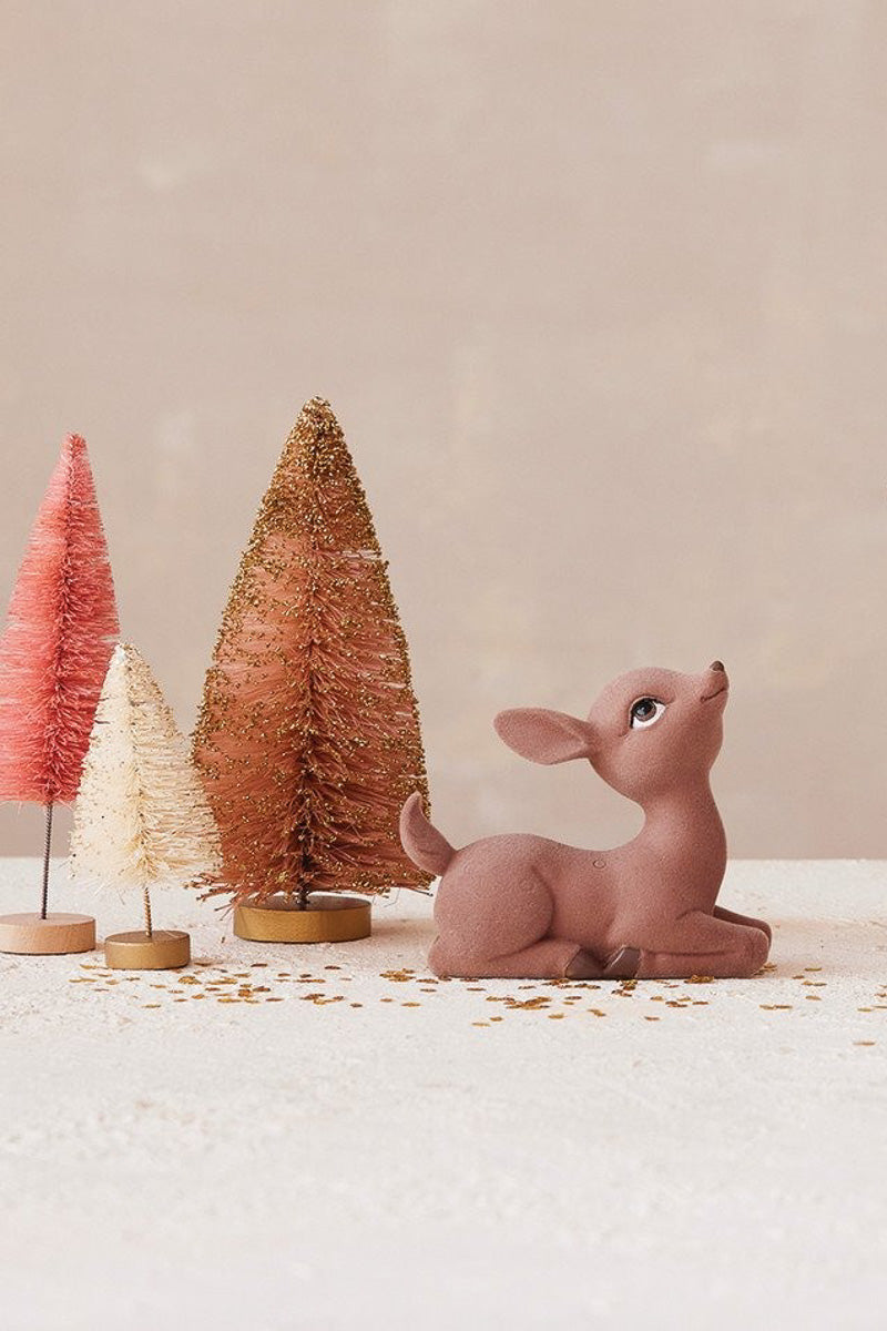 Flocked Resin Sitting Fawn Brown