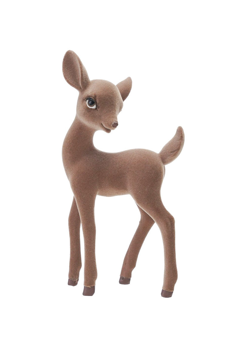 Flocked Resin Standing Fawn Brown