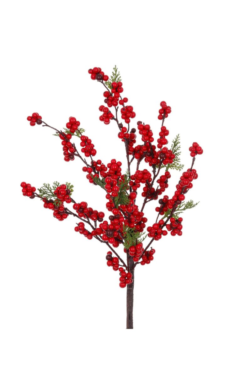 Faux Mini Faux Berry Spray 33" Green & Red