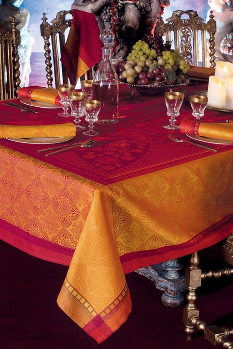 Garnier-Thiebaut Palerme Orange Sanguine Tablecloth 69" x 69"