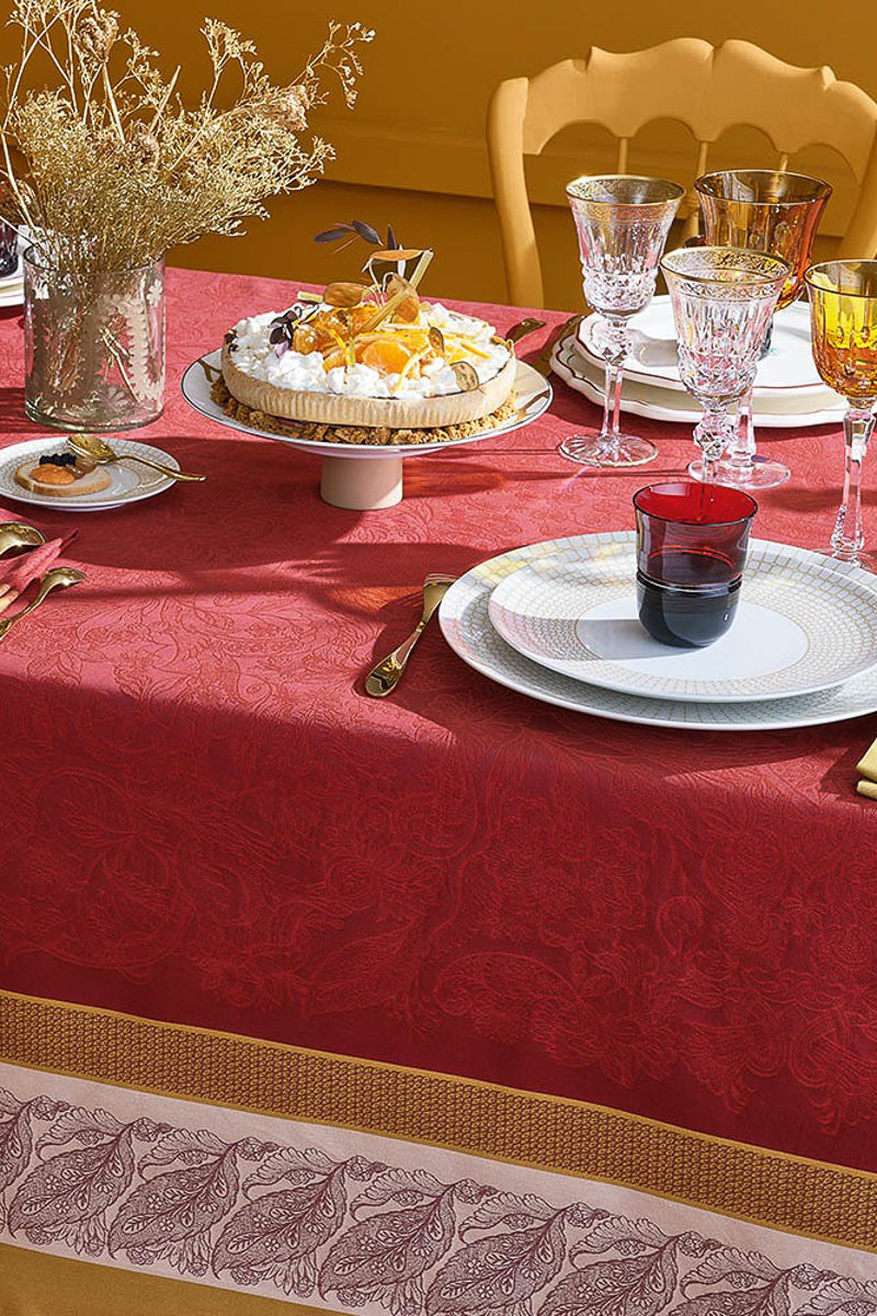 Garnier-Thiebaut Alexandria Tablecloth 69"x69" Rubis