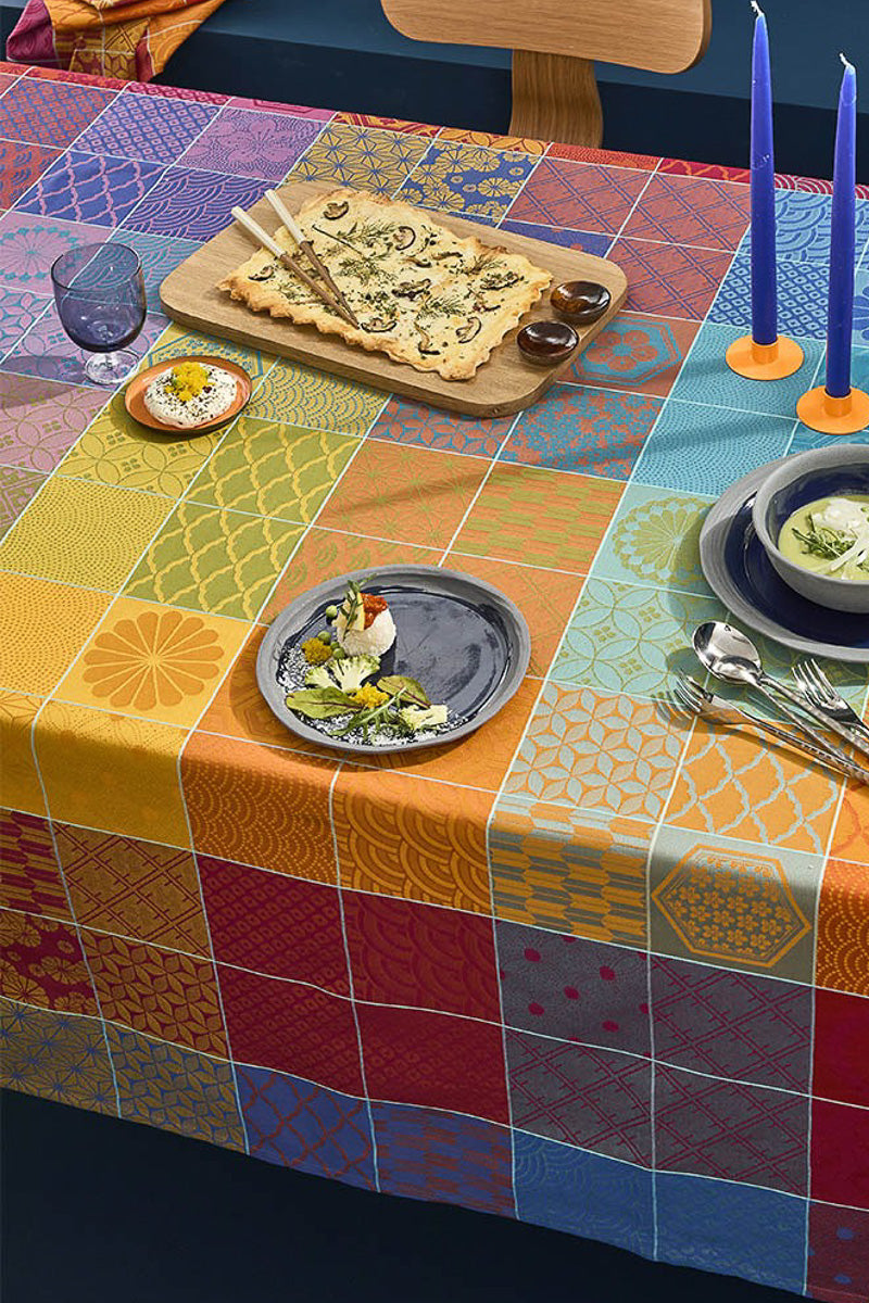 Garnier-Thiebaut Mille Hana Coated Tablecloth 69"x98" Floralies