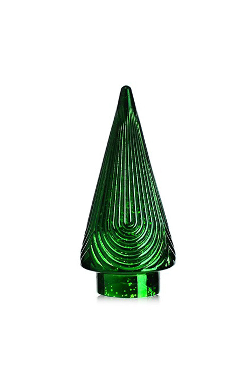 Glass LED Christmas Tree 4"x 8" Green