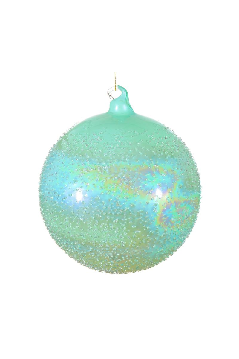 Glass Beaded Ball Ornament Light Green