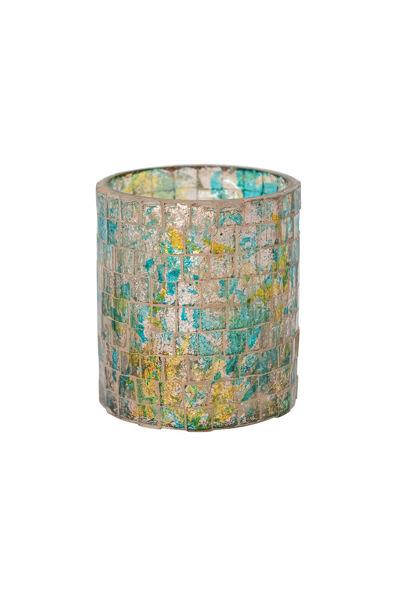 Glass Mosaic Tealight & Votive Holder 3" Multi