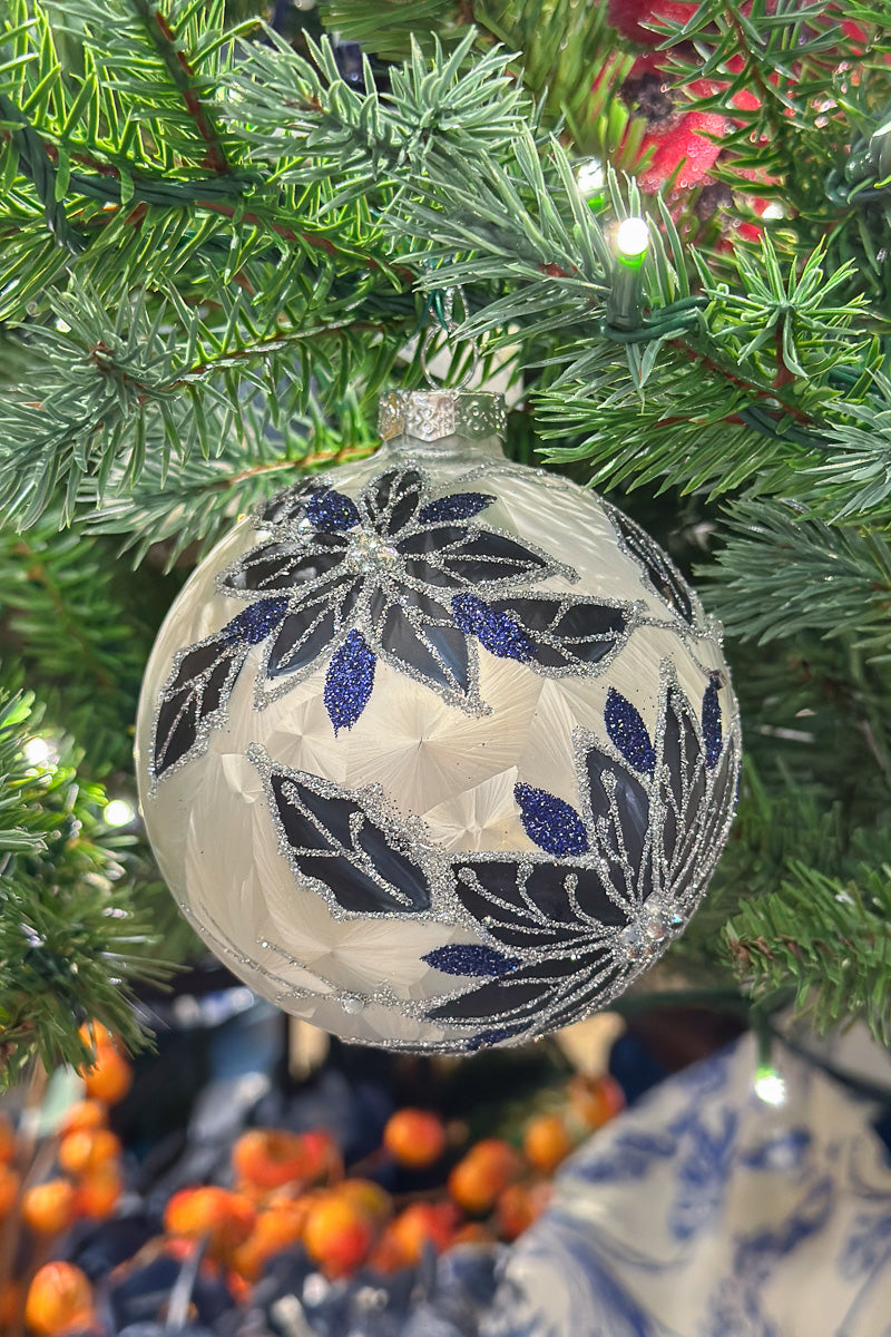 Glass Ball Ornament With Flowers
