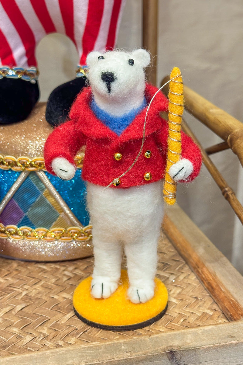 Wool Circus Bear Holding Baguette